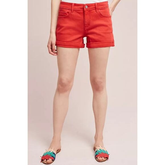 Anthropologie Pilcro And The Letterpress Hyphen Shorts 29‎ Mid Rise Chino Red - Picture 1 of 10